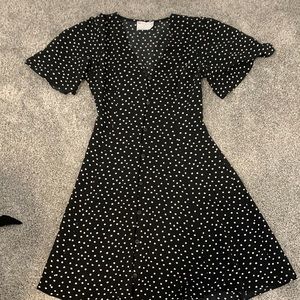 Black polkadot mini dress